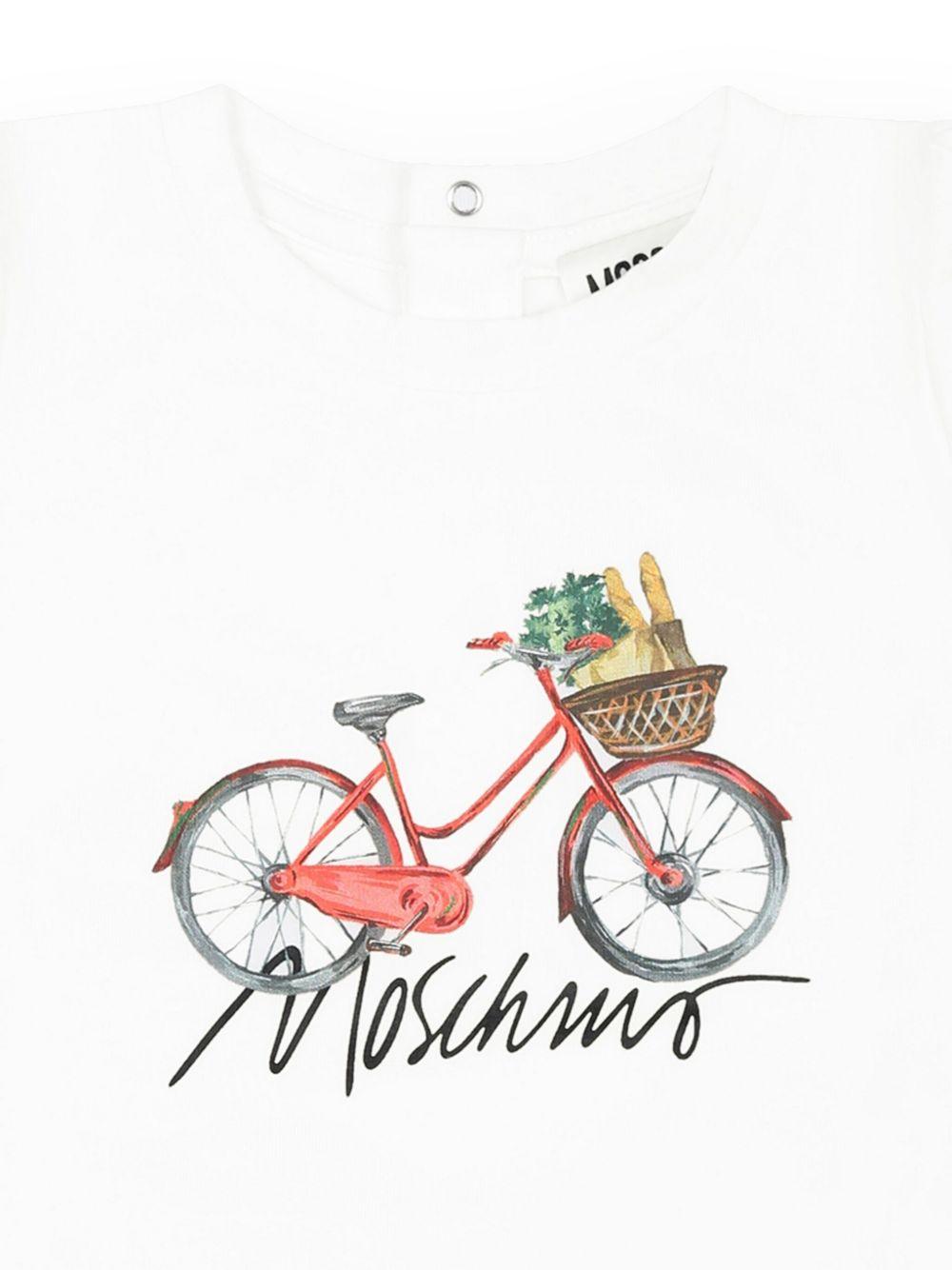 T-shirt bianca stampa logo frontale neonato