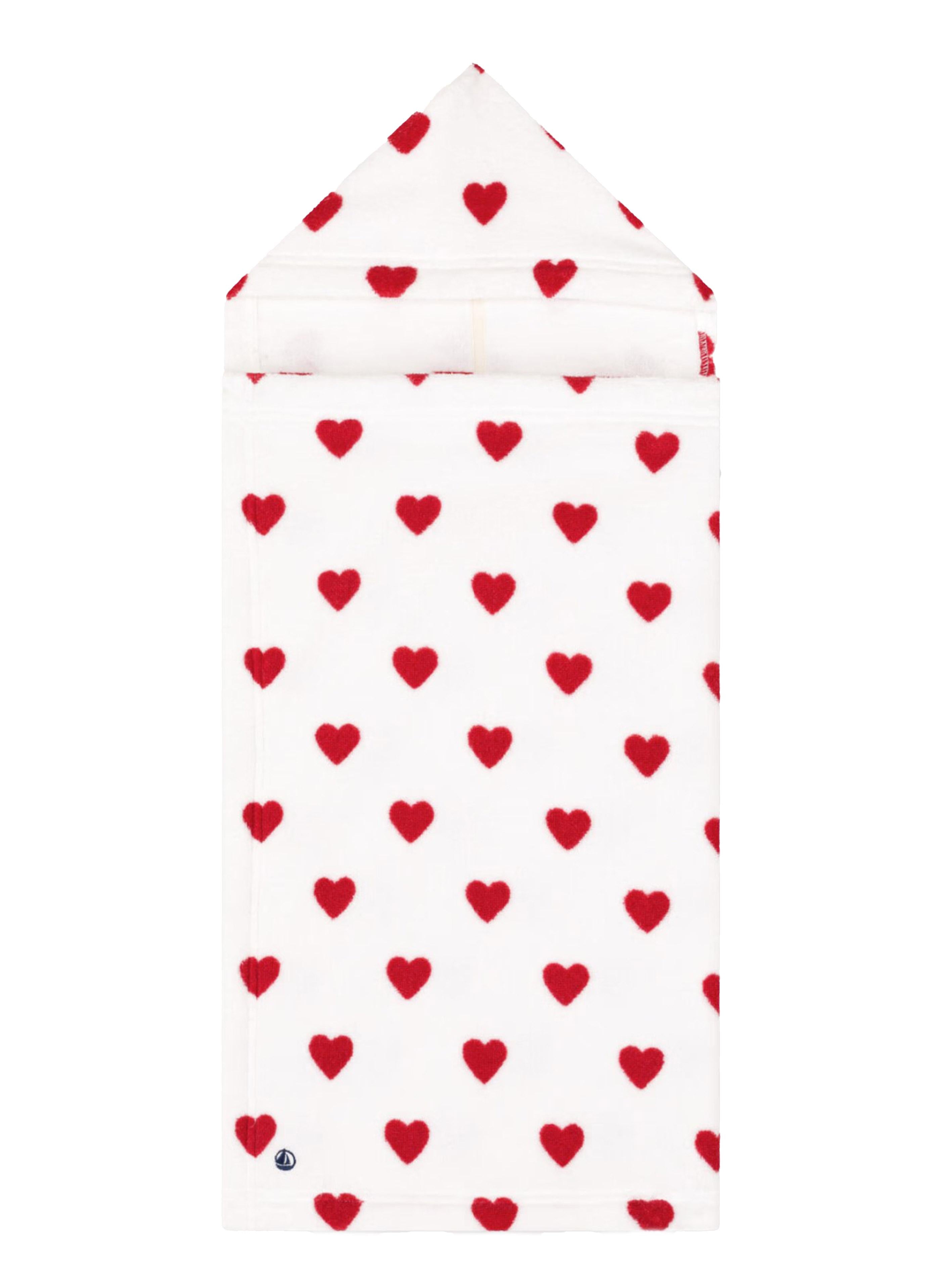 Accappatoio neonato con cuori bianco/rosso