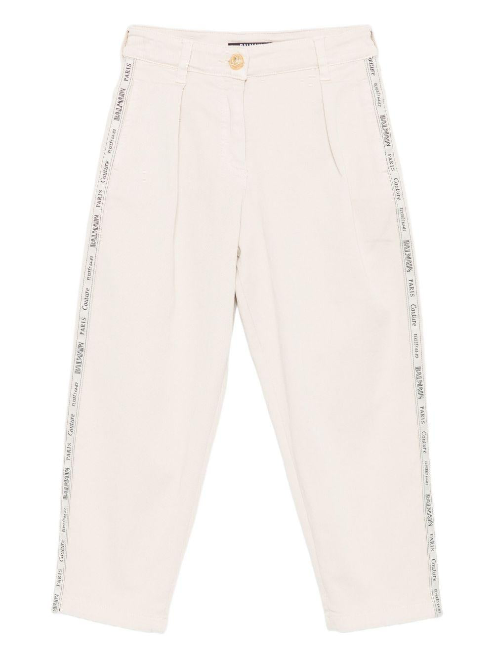 Pantaloni Beige con Logo BX6B70D0039 107AV BALMAIN KIDS 