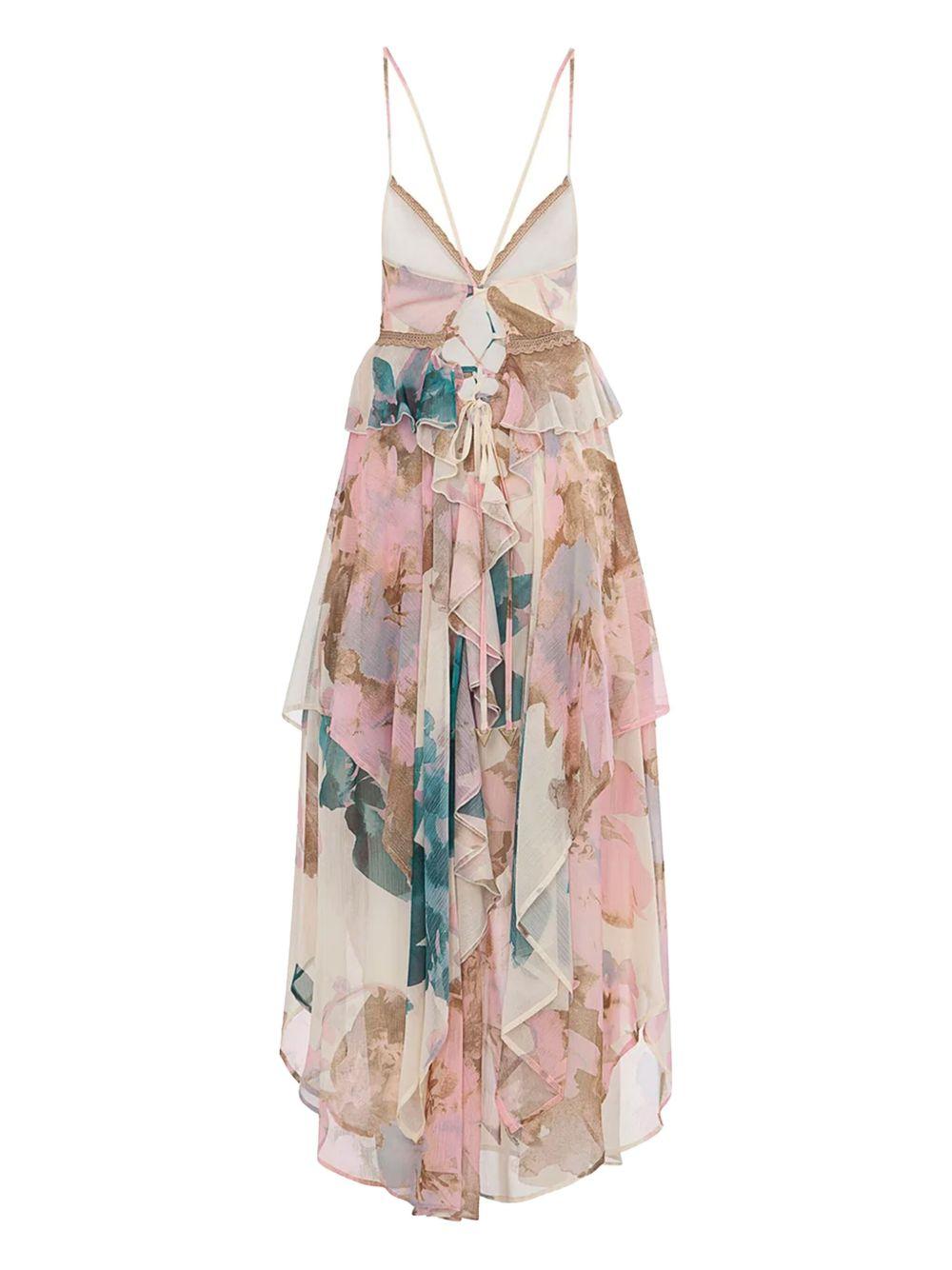 Abito midi multicolor stampa floreale