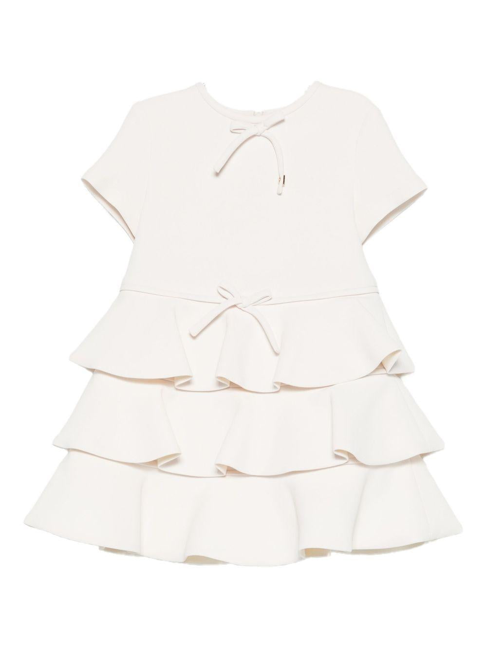 Abito panna arricciato con fiocco EGAB210GA085 0067 ELISABETTA FRANCHI KIDS 