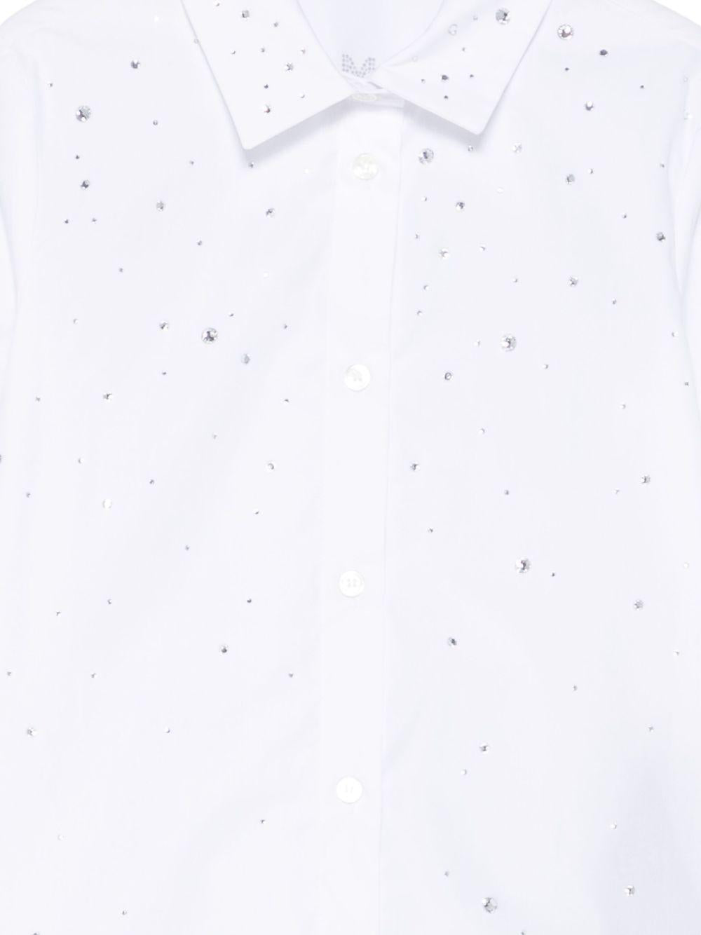 Camicia Bianca con Decorazione di Cristalli BX5A20P0536 100AG BALMAIN KIDS 