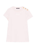 T-shirt in cotone con bottoni dorati