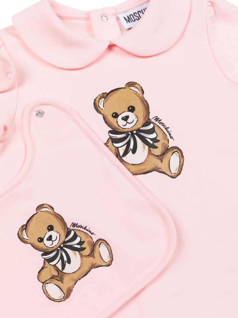 Set neonato Rosa Chiaro con Orsetto e Bavaglino MDY01ALDA16 50209 MOSCHINO KIDS 