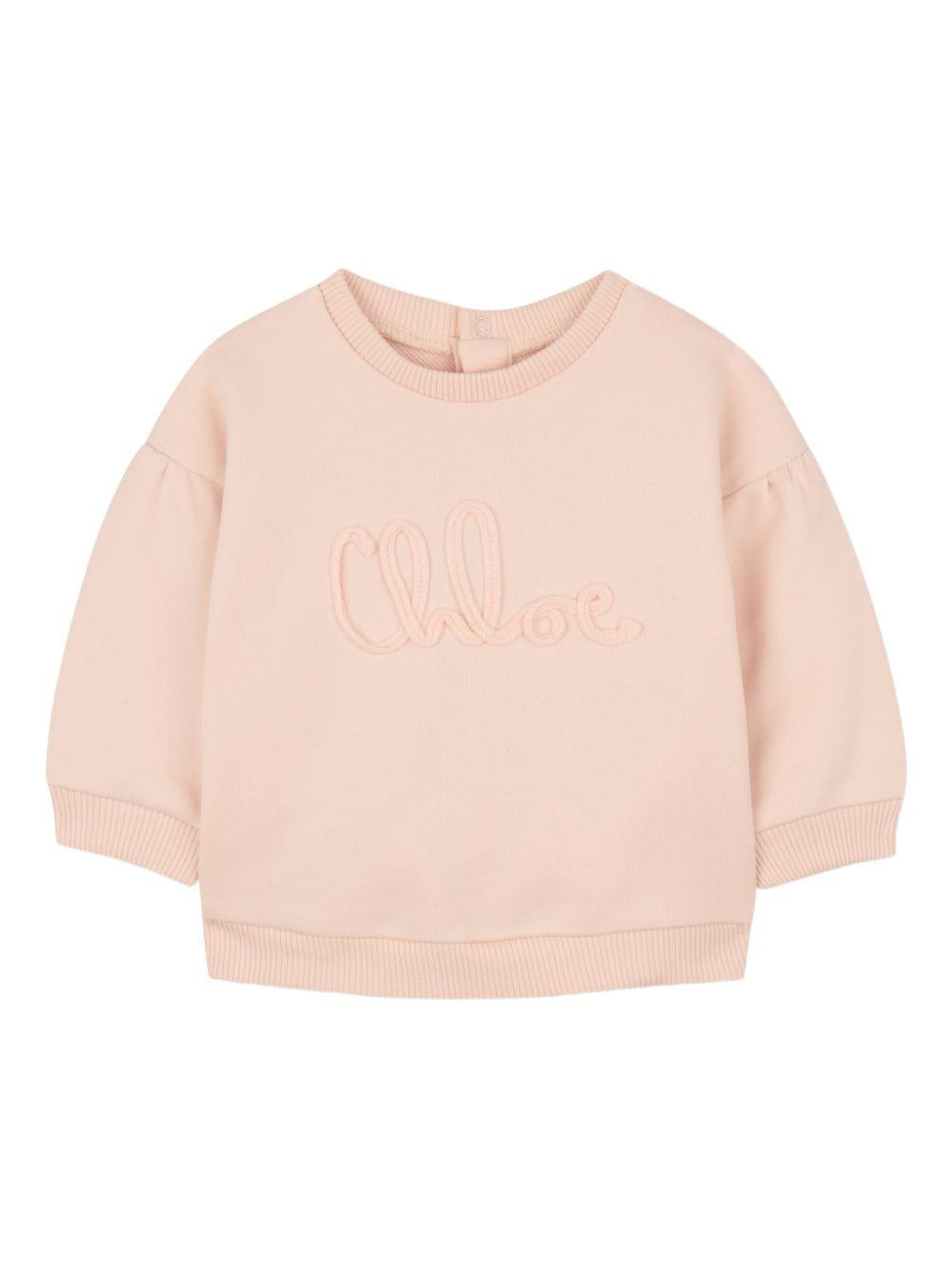 Felpa in cotone biologico con logo ricamato C20913 46J CHLOE KIDS 