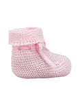 Pink knitted shoe with adjustable bow
