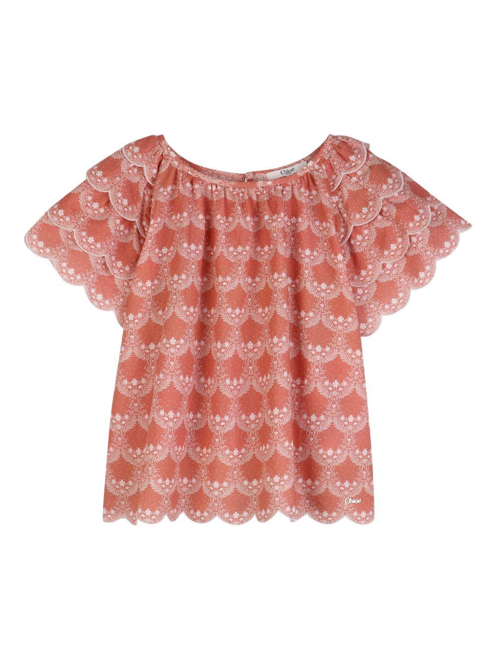 Blusa in cotone con maniche a ballon C20822 45U CHLOE KIDS 
