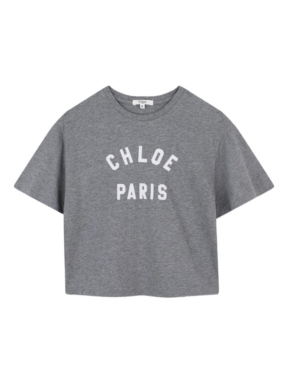 T-shirt Crop con Stampa Chloe Paris C20654 A46 CHLOE KIDS 