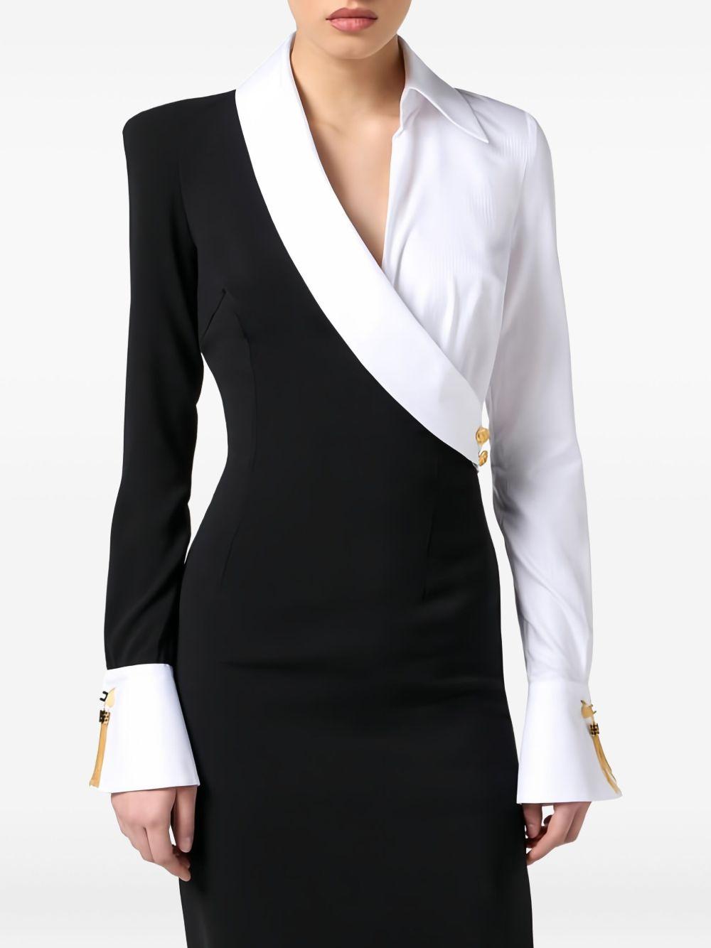 Abito Lungo con Spacco Bianco e Nero ABR0557E2 222 ELISABETTA FRANCHI 