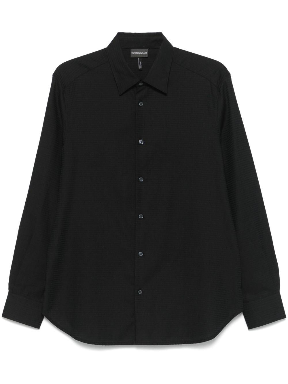 Camicia nera in cotone logo jacquared all-over