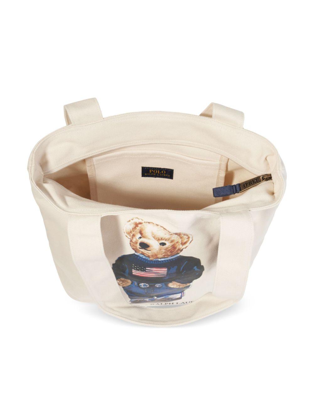 Borsa Tote in Cotone con Stampa Polo Bear 9AR021 W3Y POLO RALPH LAUREN KIDS 