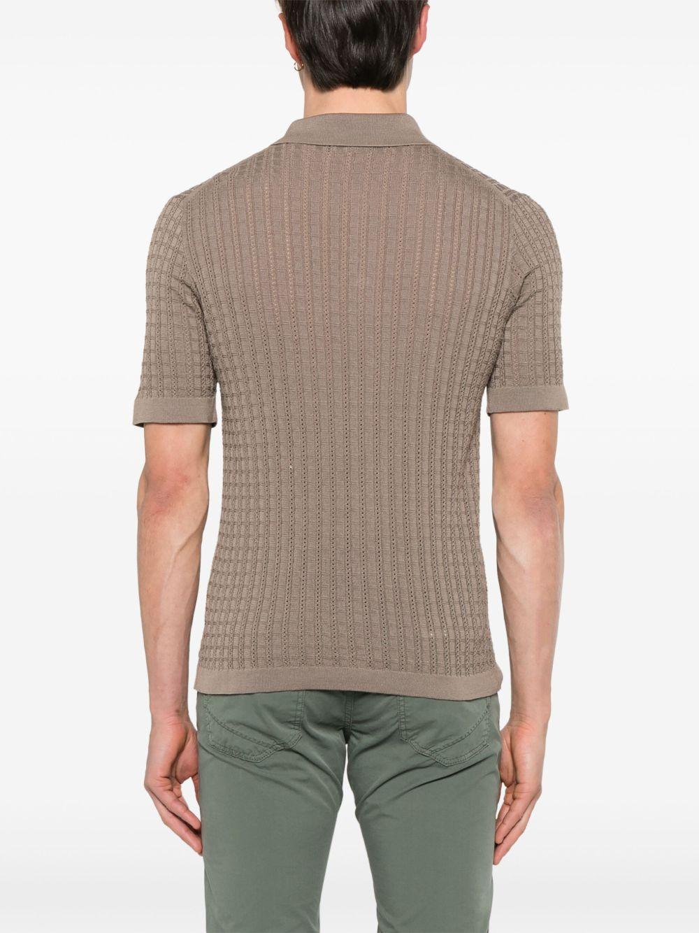 Camicia Oliver taupe in maglia traforata