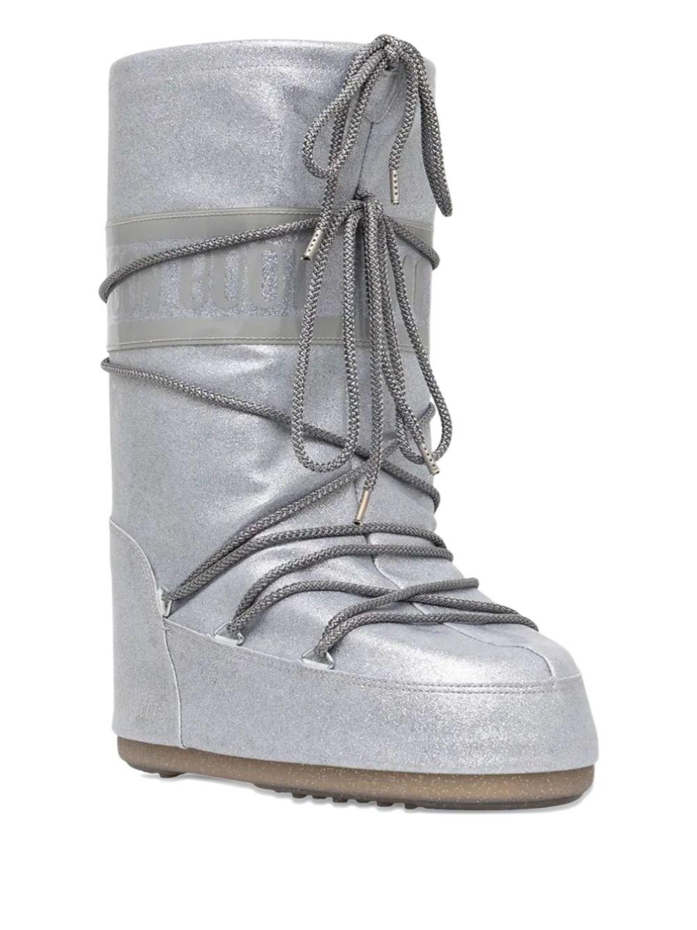 Stivali argento glitter allacciati 80D1402850 H001 MOON BOOT 