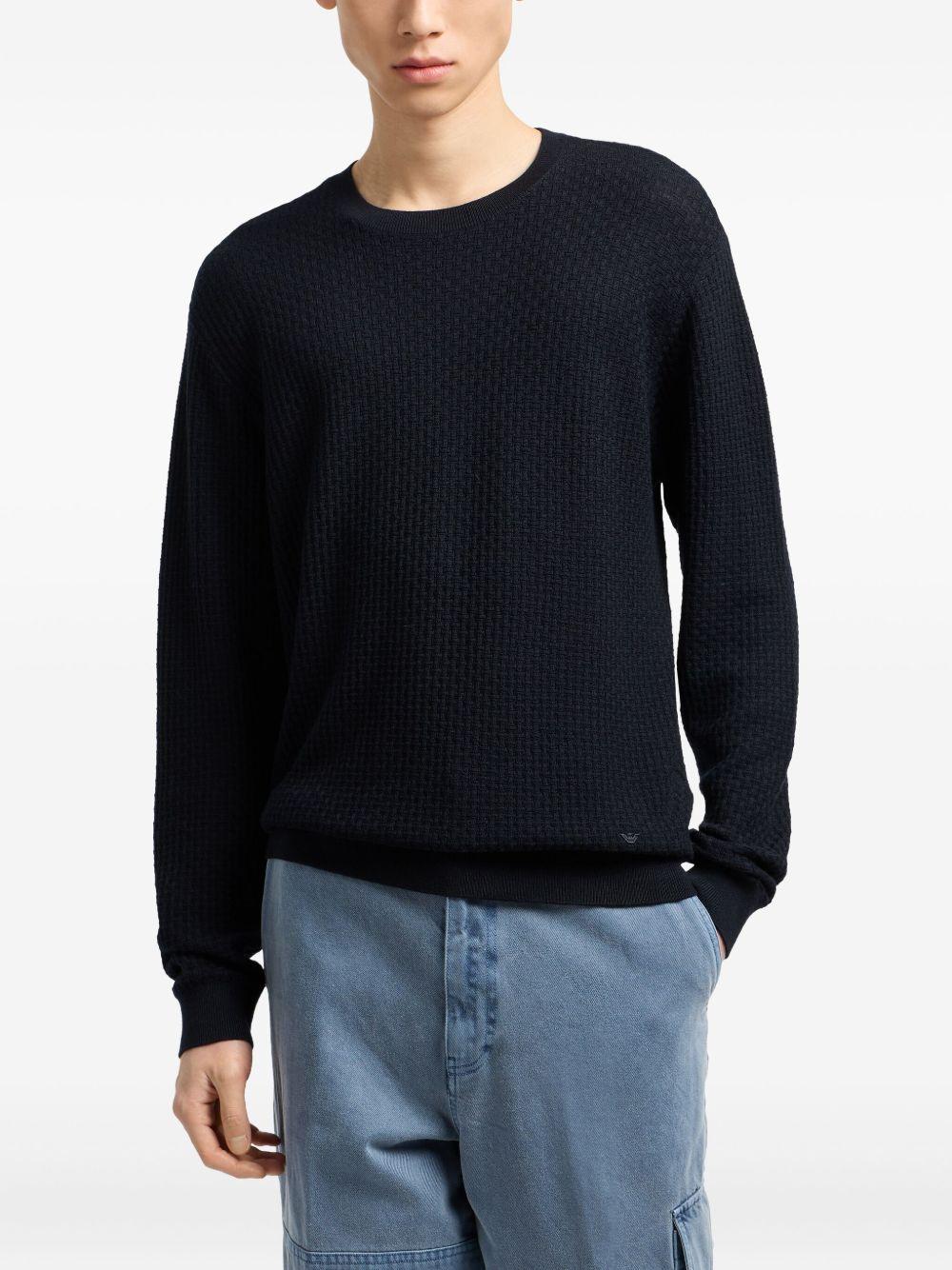 Maglione blu in maglia waffle EM002196AF13851 FB057 EMPORIO ARMANI 