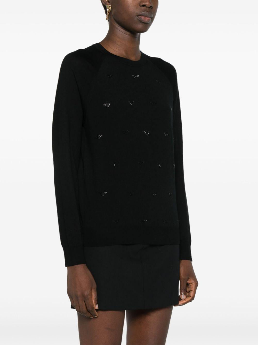Maglione nero con mini loghi strass