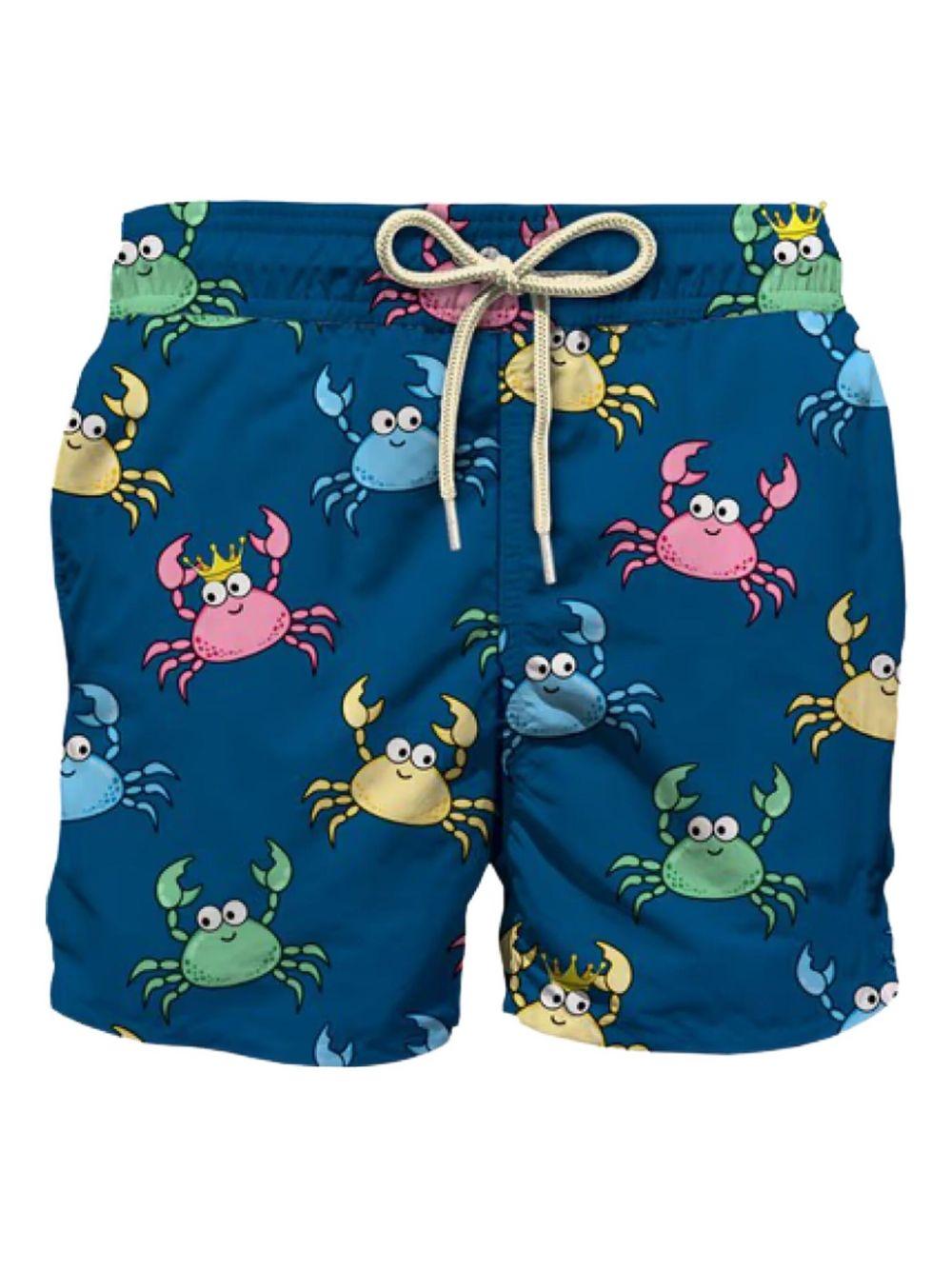 Costume jean blu con granchi multicolor all-over JEA0004 03067H MC2 SAINT BARTH KIDS 