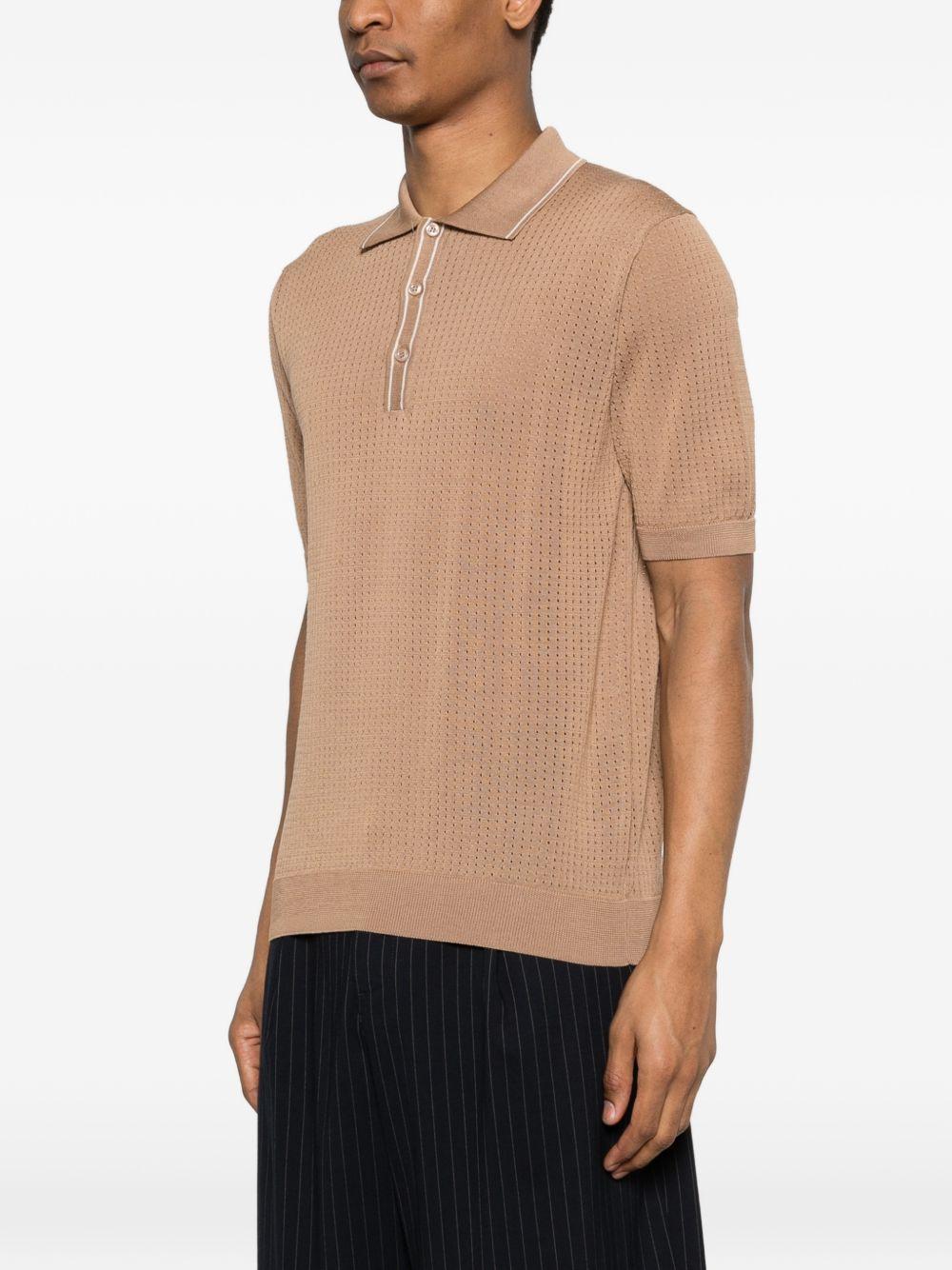 Polo in cotone con ricami traforati HILLPWE2609 COGNAC TAGLIATORE 