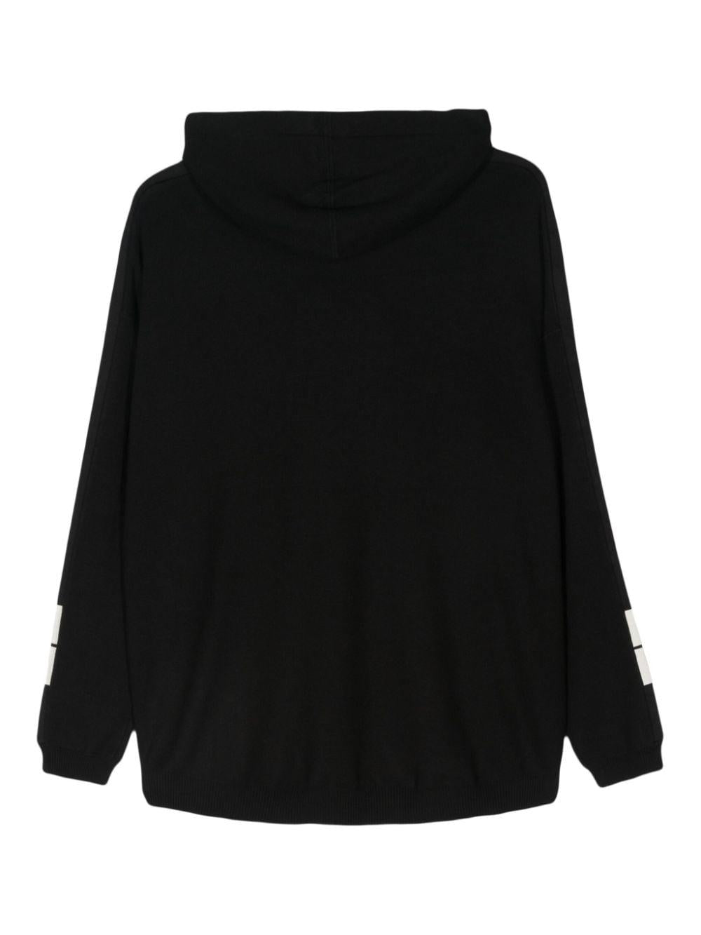 Maglione Nero con Cappuccio e Logo Jacquard MK54S46E2 685 ELISABETTA FRANCHI 