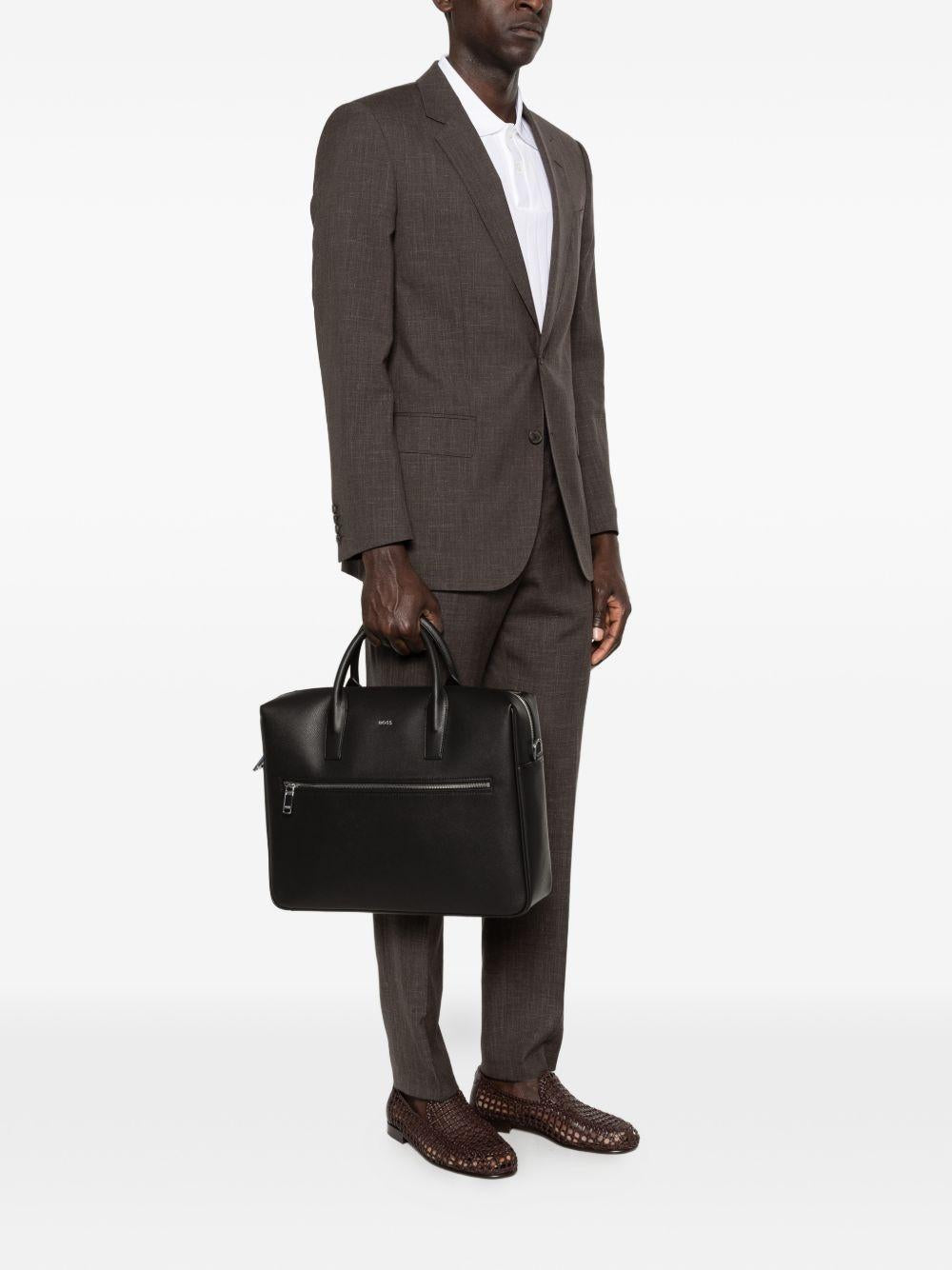 Borsa da lavoro in pelle con tracolla 50563865 001 BOSS 