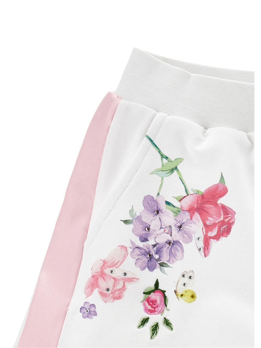 Shorts con stampa floreale e bande laterali 19G4037007 9990 MONNALISA KIDS 