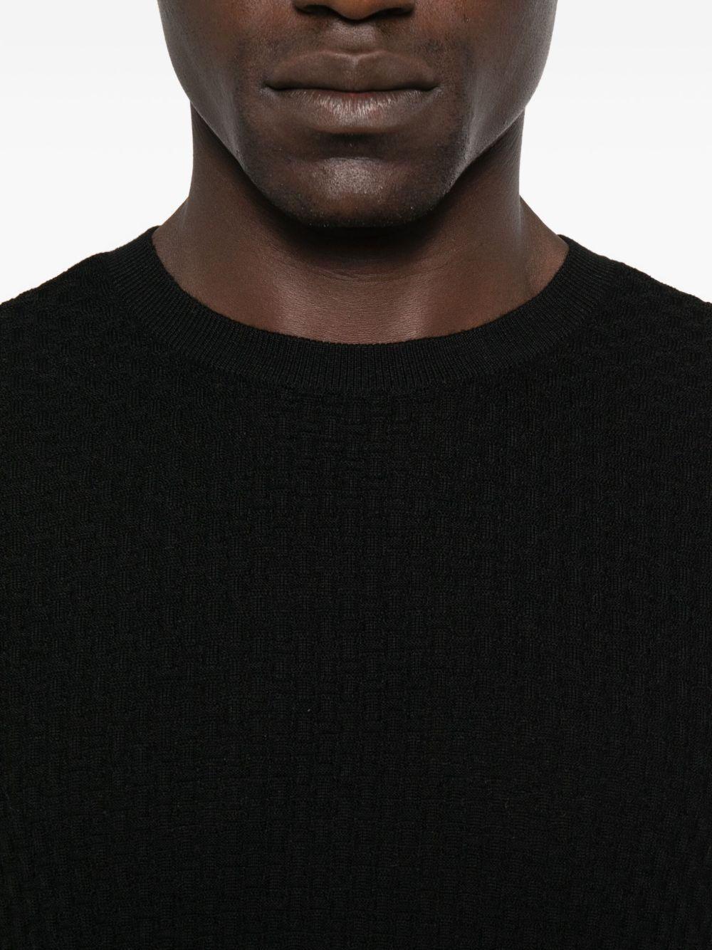 Maglione nero in lana testurizzata EM002196AF13851 FC038 EMPORIO ARMANI 