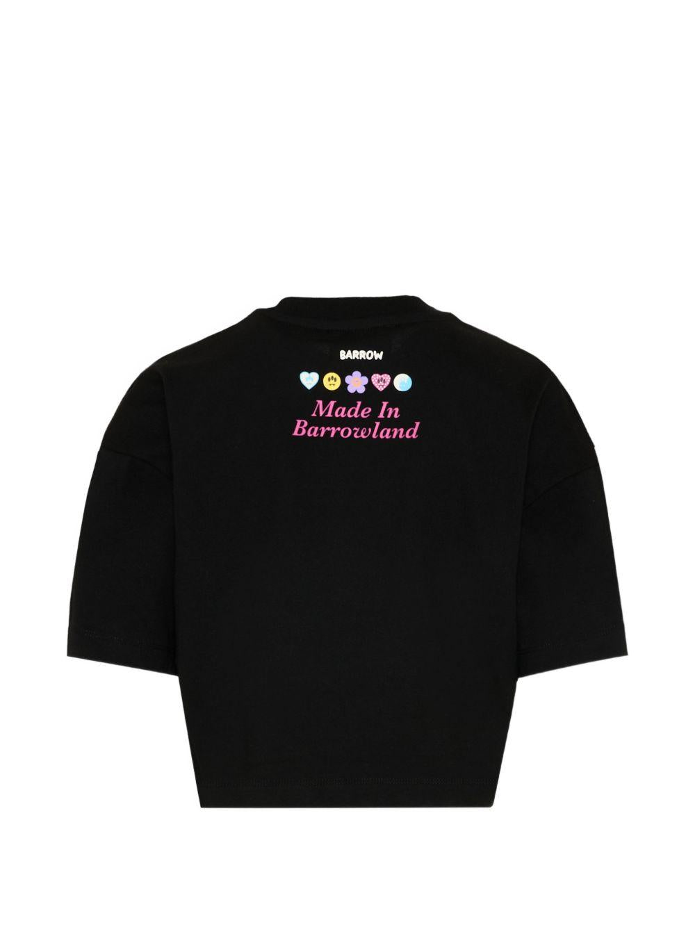 T-shirt cropped in cotone con paillettes S6BKJGTH132 110 BARROW KIDS 