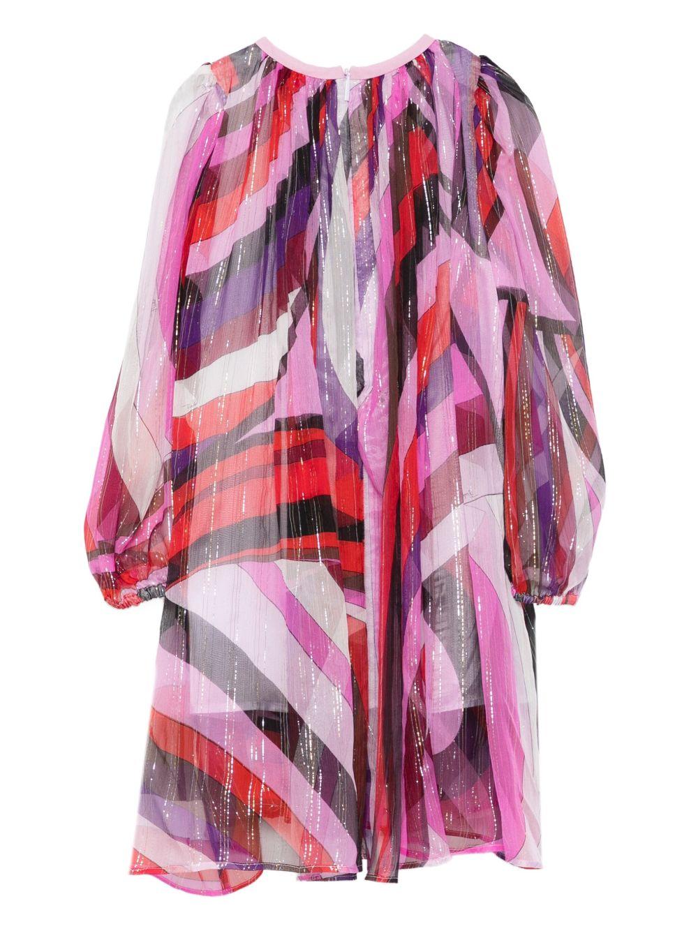 Abito a Maniche Lunghe con Stampa Orchid PX1A90K0255 513RO EMILIO PUCCI KIDS 