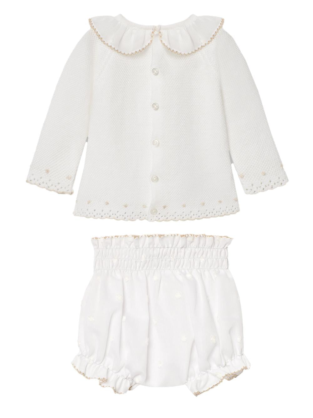 Completo crema con ricami in maglia beige (2pz) 103122709 0179H82 PAZ RODRIGUEZ KIDS 
