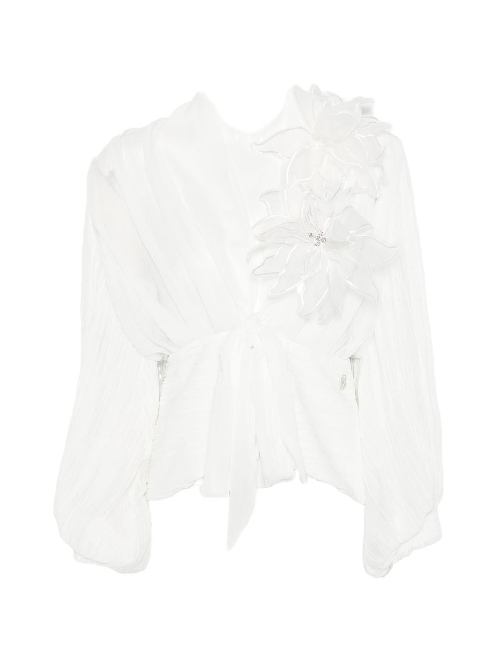 Blusa in poliammide scollo a V WS00358 BIANCO BABYLON COLLECTION 