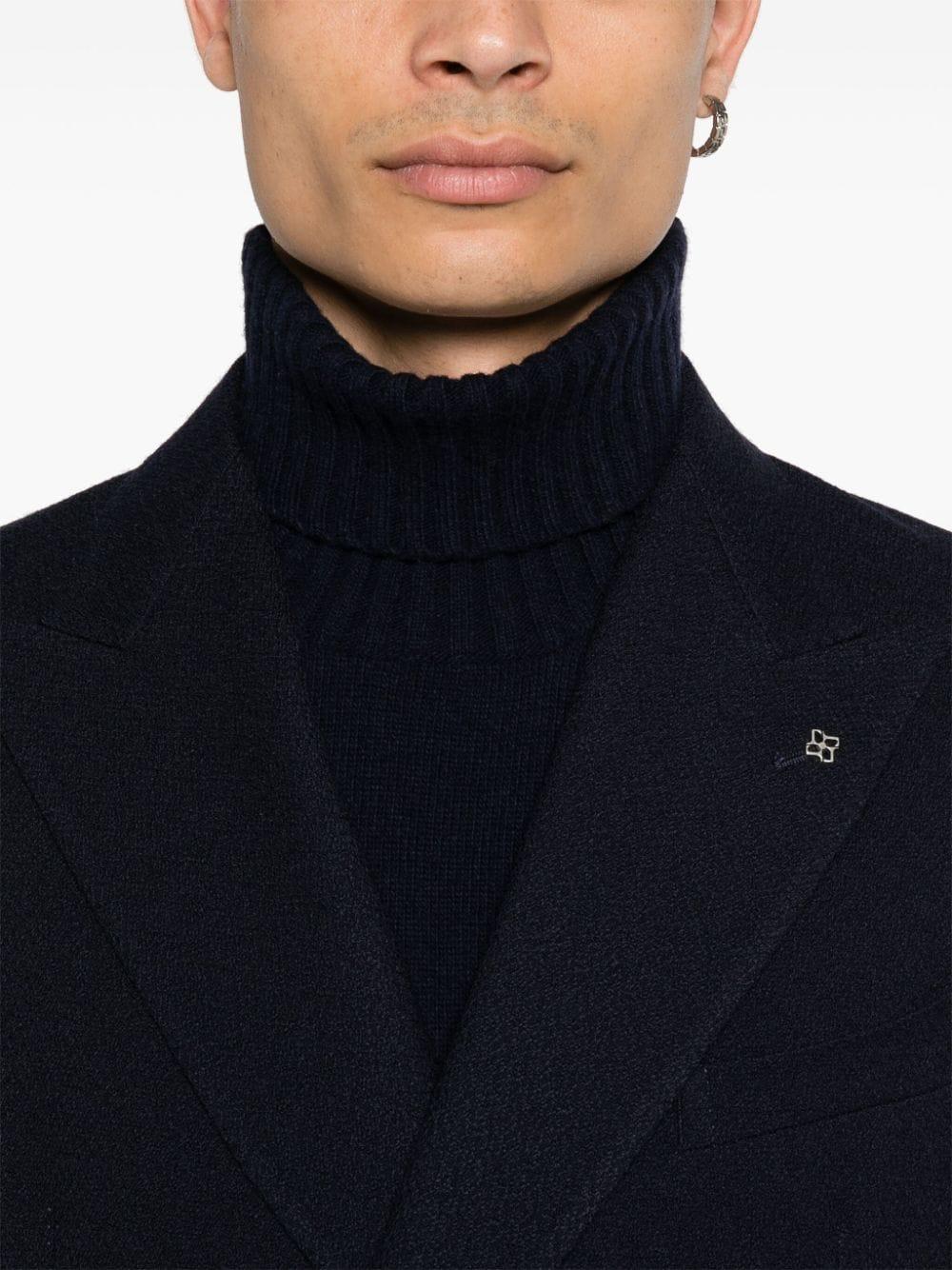 Blazer doppiopetto blu costruzione bouclé lana