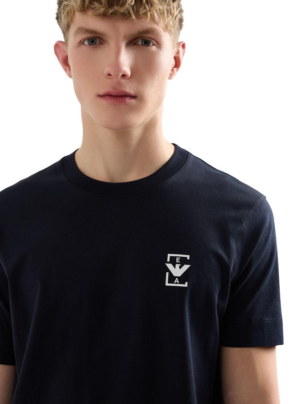 T-shirt blu navy mini logo petto gommato