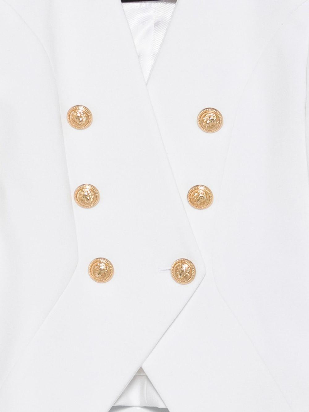 Giacca Bianca Doppiopetto con Bottoni Dorati BX2B64J0371 100 BALMAIN KIDS 