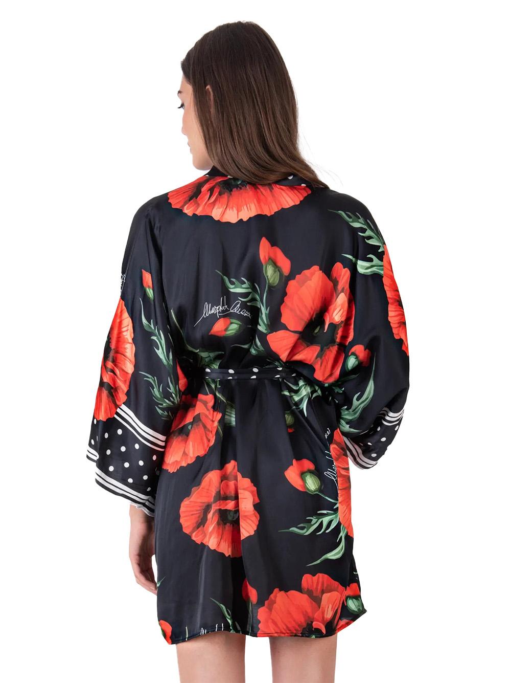 Kimono corto con fantasia stampata e pois PS70 0050 MARGHERITA MAZZEI 