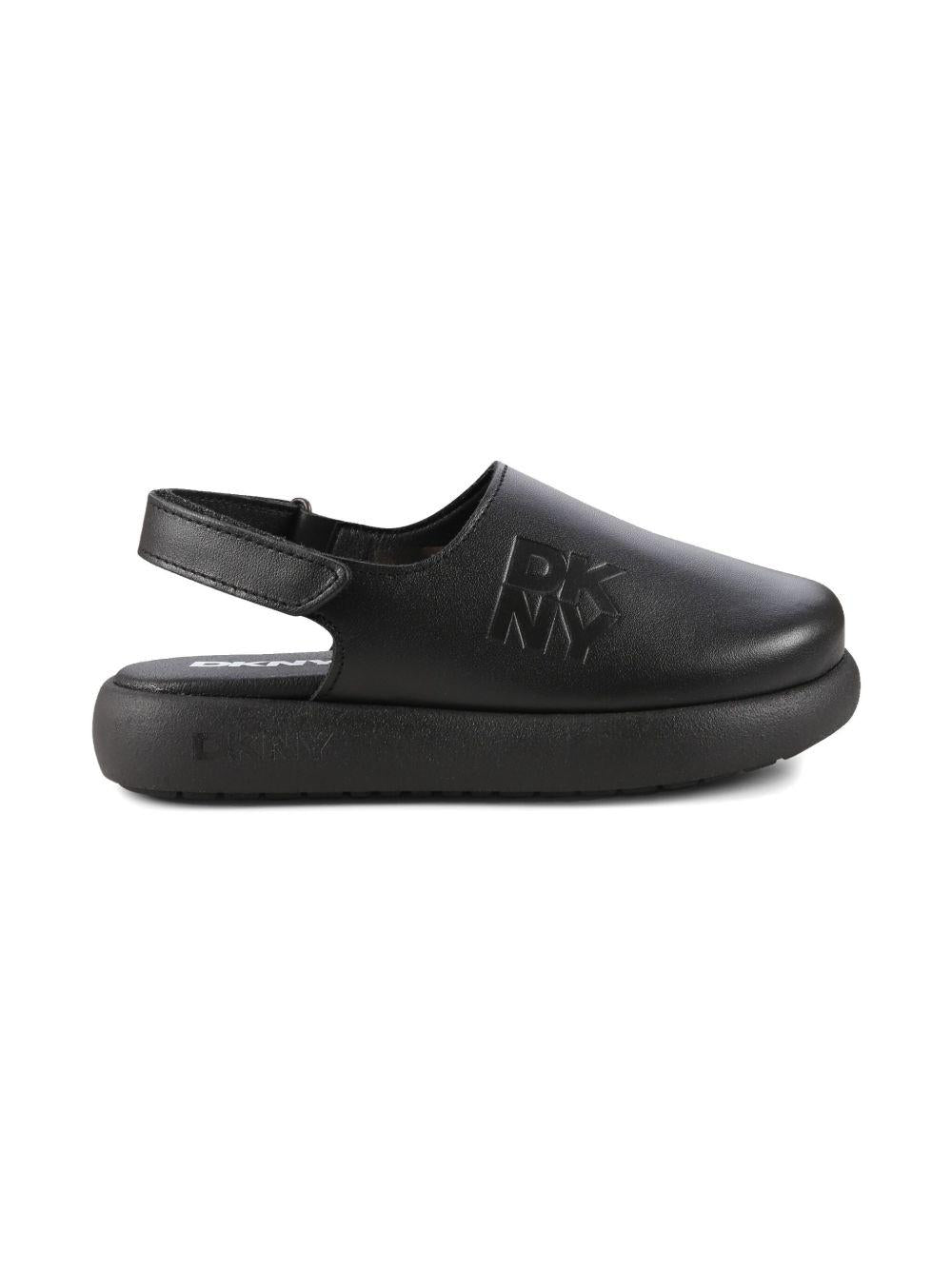 Sandali neri gommati logo inciso D62092 09B DKNY KIDS 