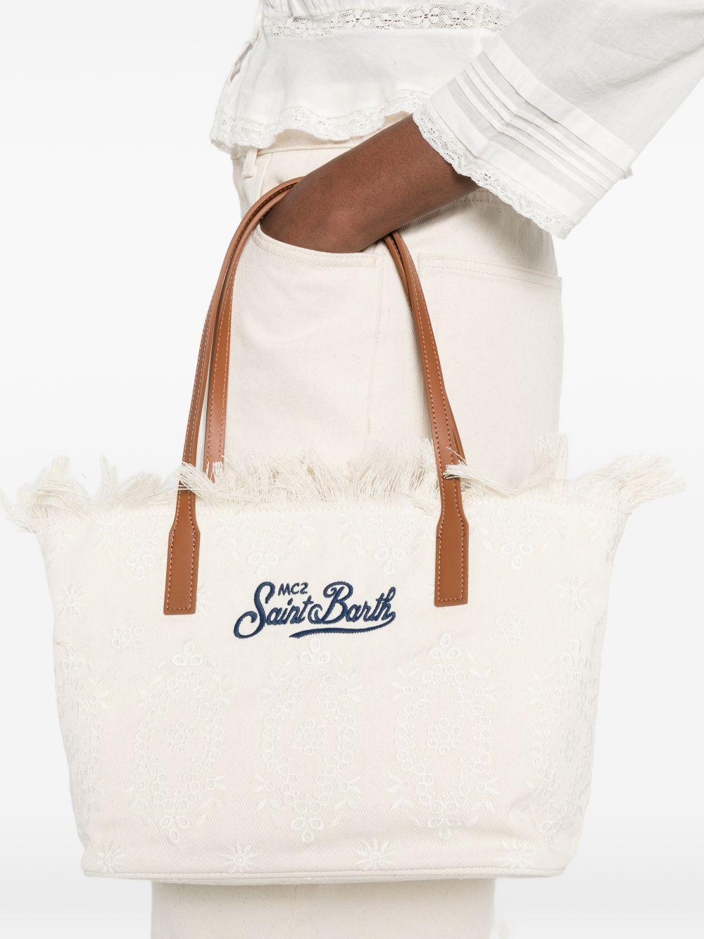Borsa tote in denim con bordi sfrangiati CBMF001 01034L MC2 SAINT BARTH 