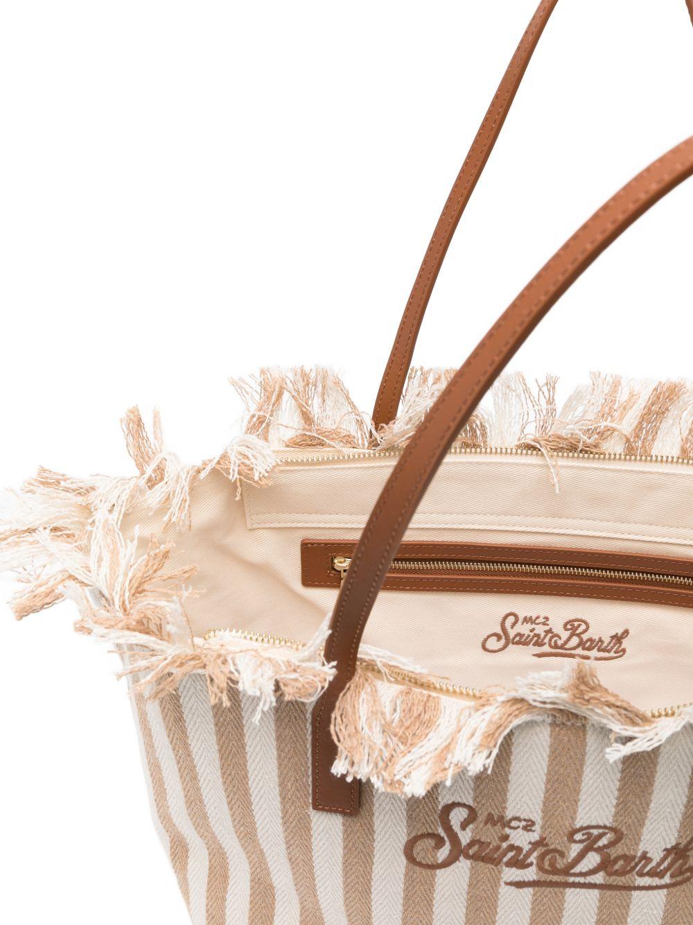 Borsa tote in cotone con manici in pelle CBF0001 01763L MC2 SAINT BARTH 