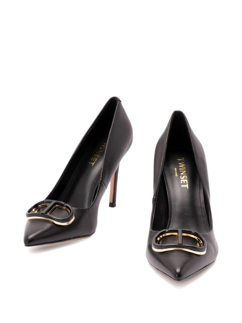 Pumps a Punta Borgogna con Logo Oro 252TCP032 00006 TWINSET 