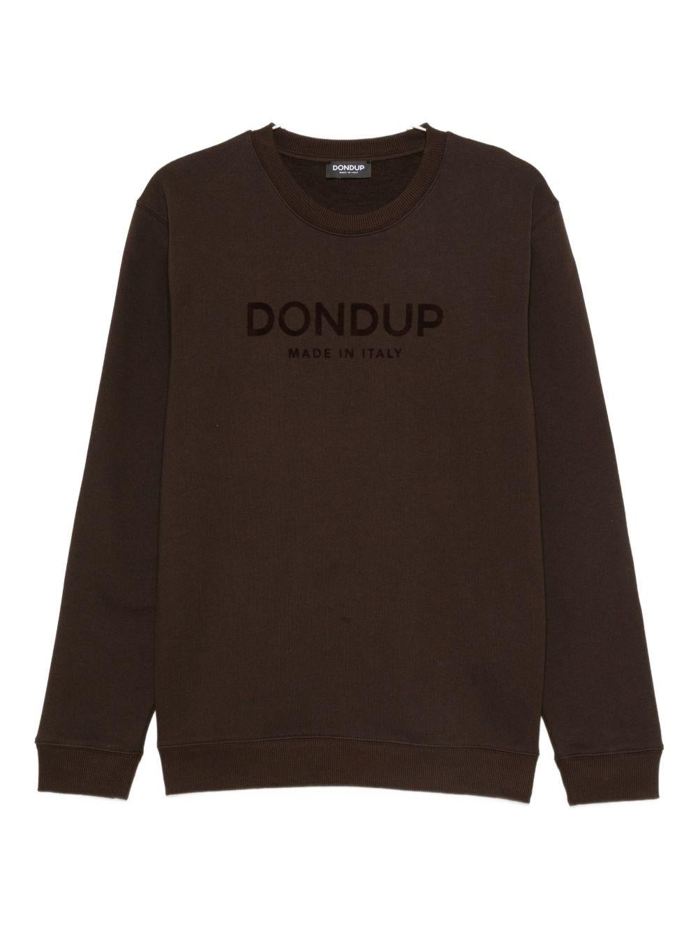 DONDUP Felpa nera con logo flocked Made in Italy UF641KF0196ULO7DUW25 737 DONDUP 