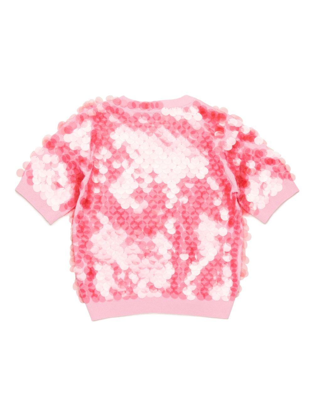 T-shirt rosa  paillettes all-over