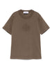 T-shirt verde foglia logo compass ricamo