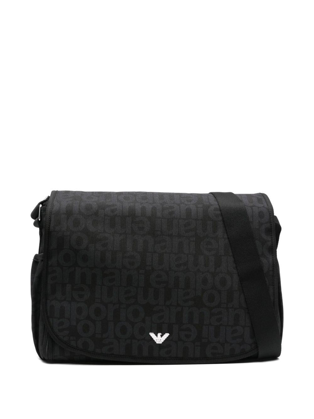 Borsa mamma nera con schema monografico EB000407AF19721 UB118 EMPORIO ARMANI KIDS 