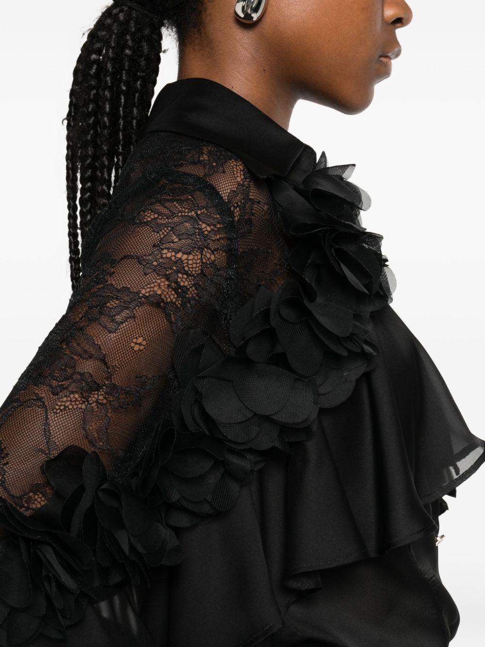 Camicia con Dettagli in Pizzo e Volant S00307 NERO BABYLON COLLECTION 