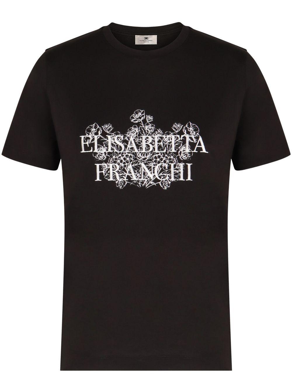 T-shirt nera logo lettering MA00351E2 110 ELISABETTA FRANCHI 