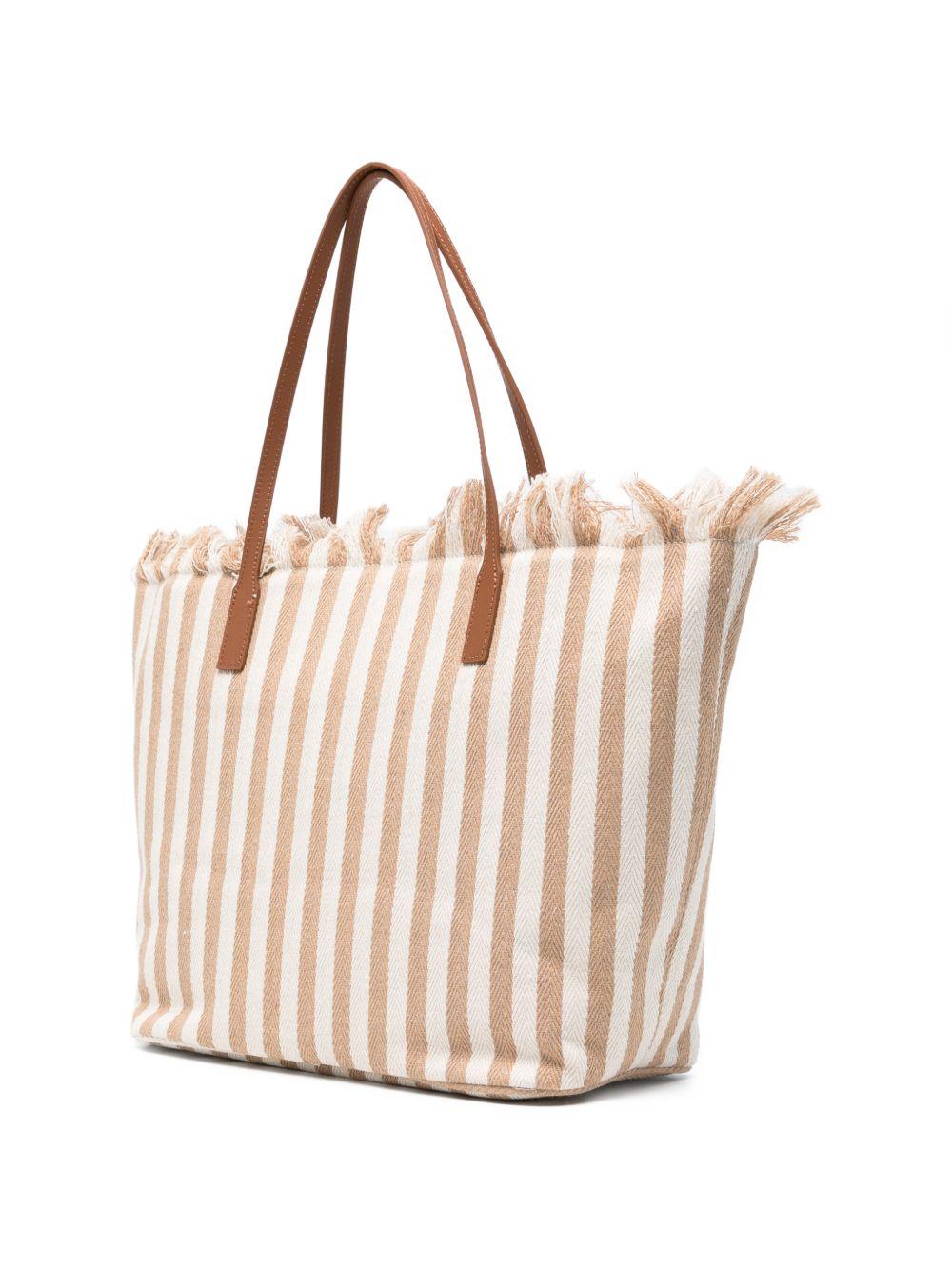 Borsa tote in cotone con manici in pelle CBF0001 01763L MC2 SAINT BARTH 