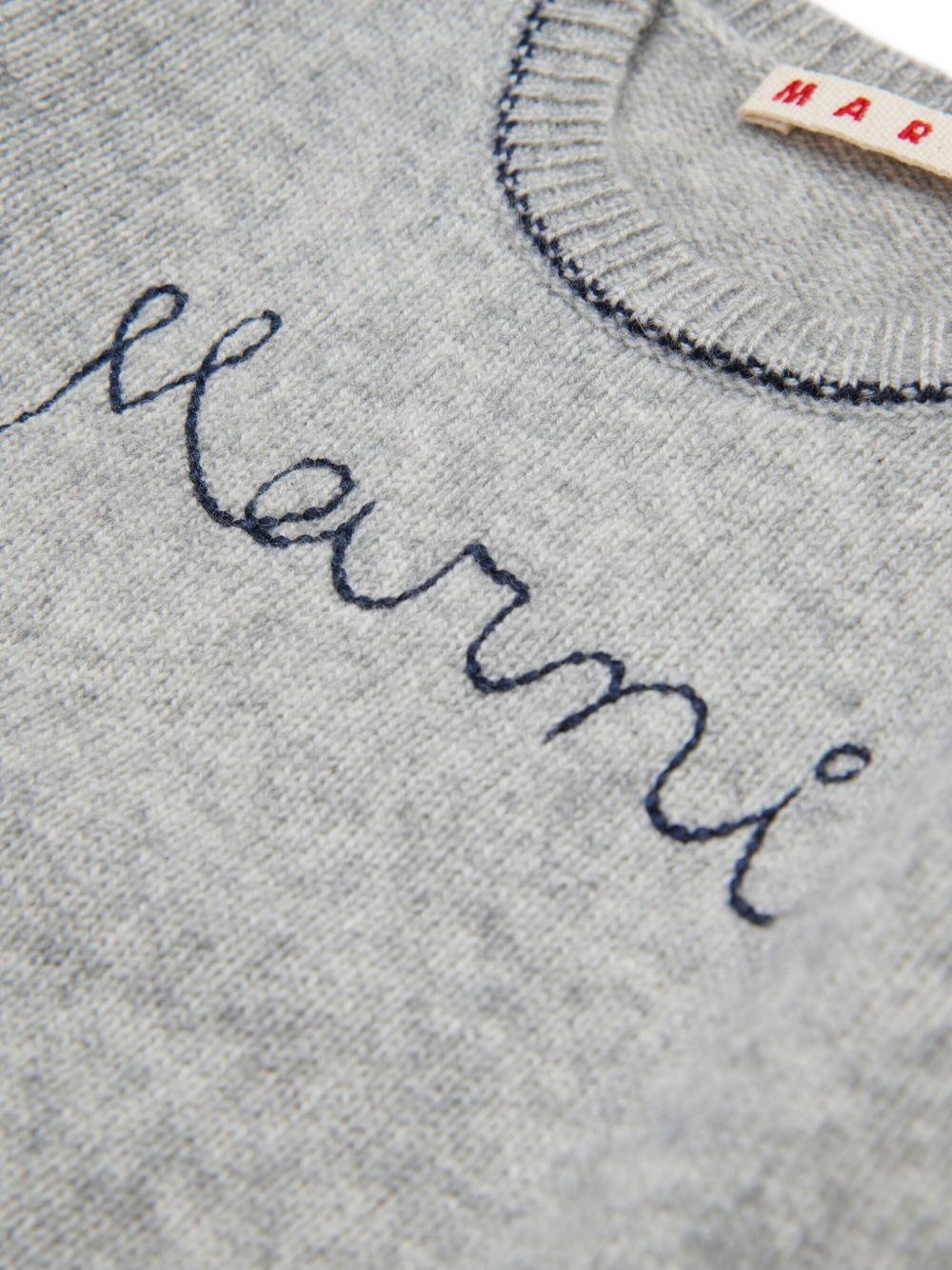 Maglia grigio melange con logo ricamato M00992M00ML 0M923 MARNI KIDS 