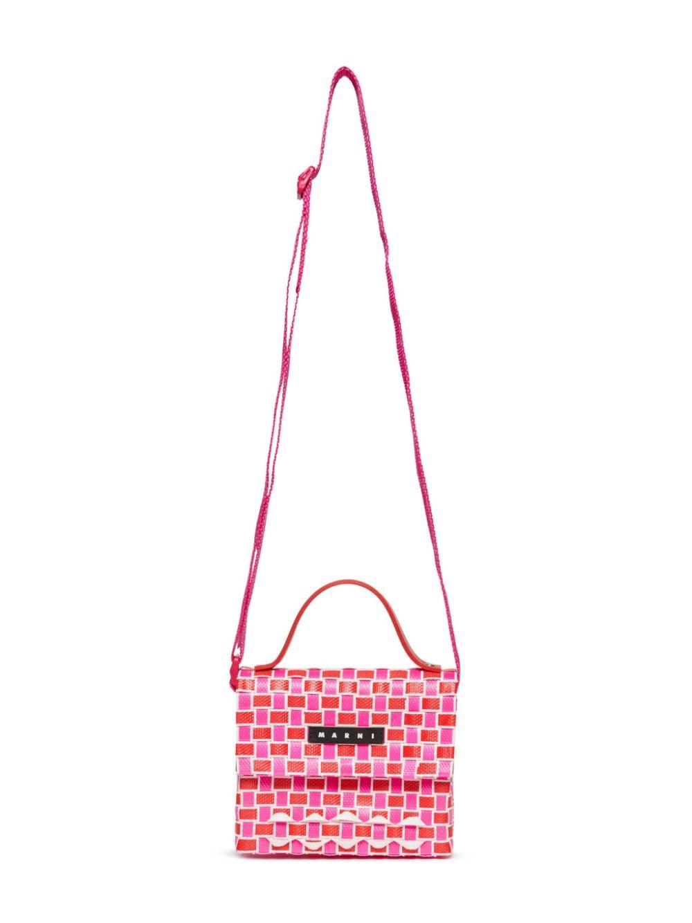 Borsa a tracolla con fantasia intrecciata rosa