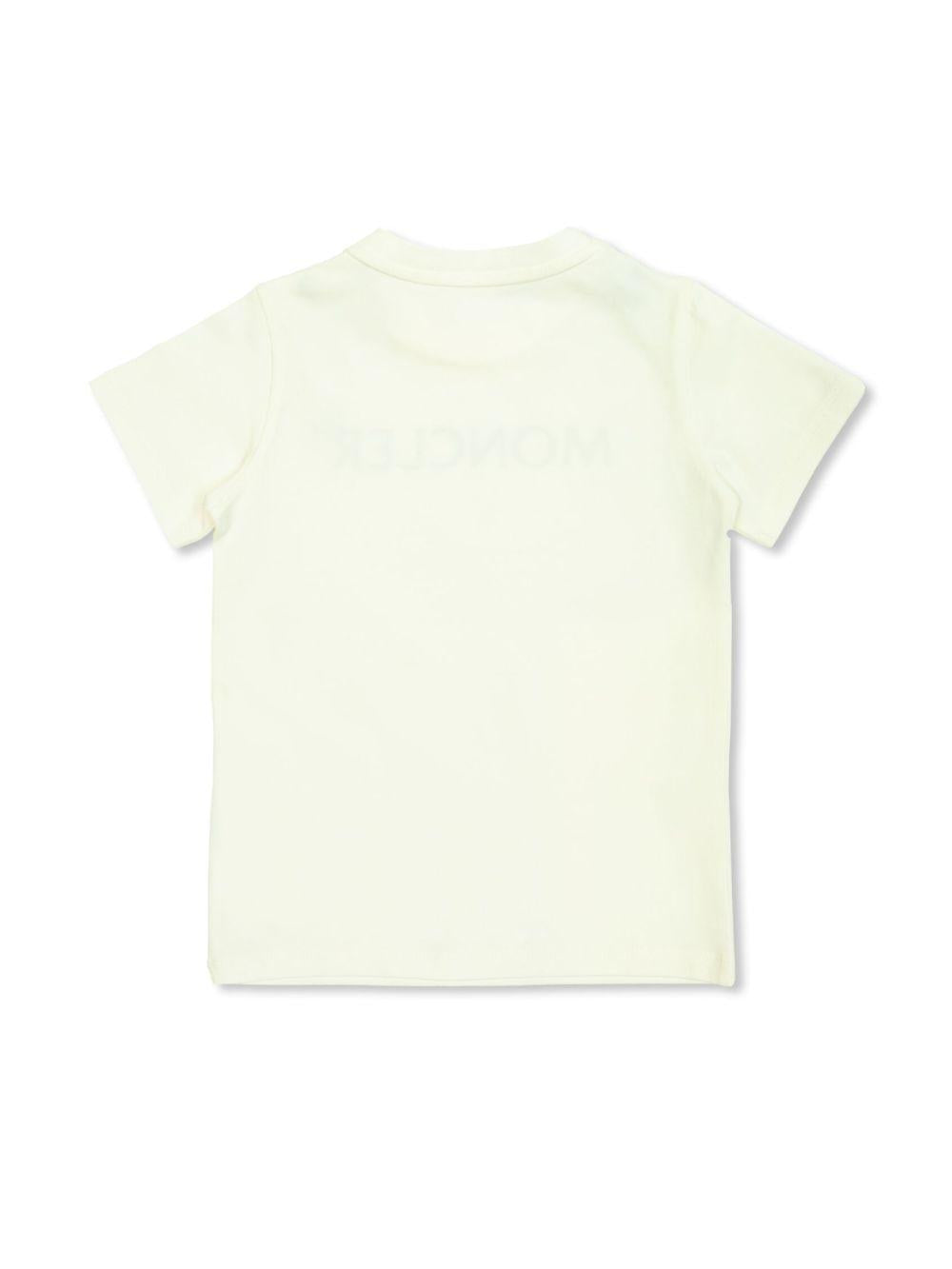 La t-shirt bianca neonato logo ricamo 9518C000078790N 034 MONCLER KIDS 