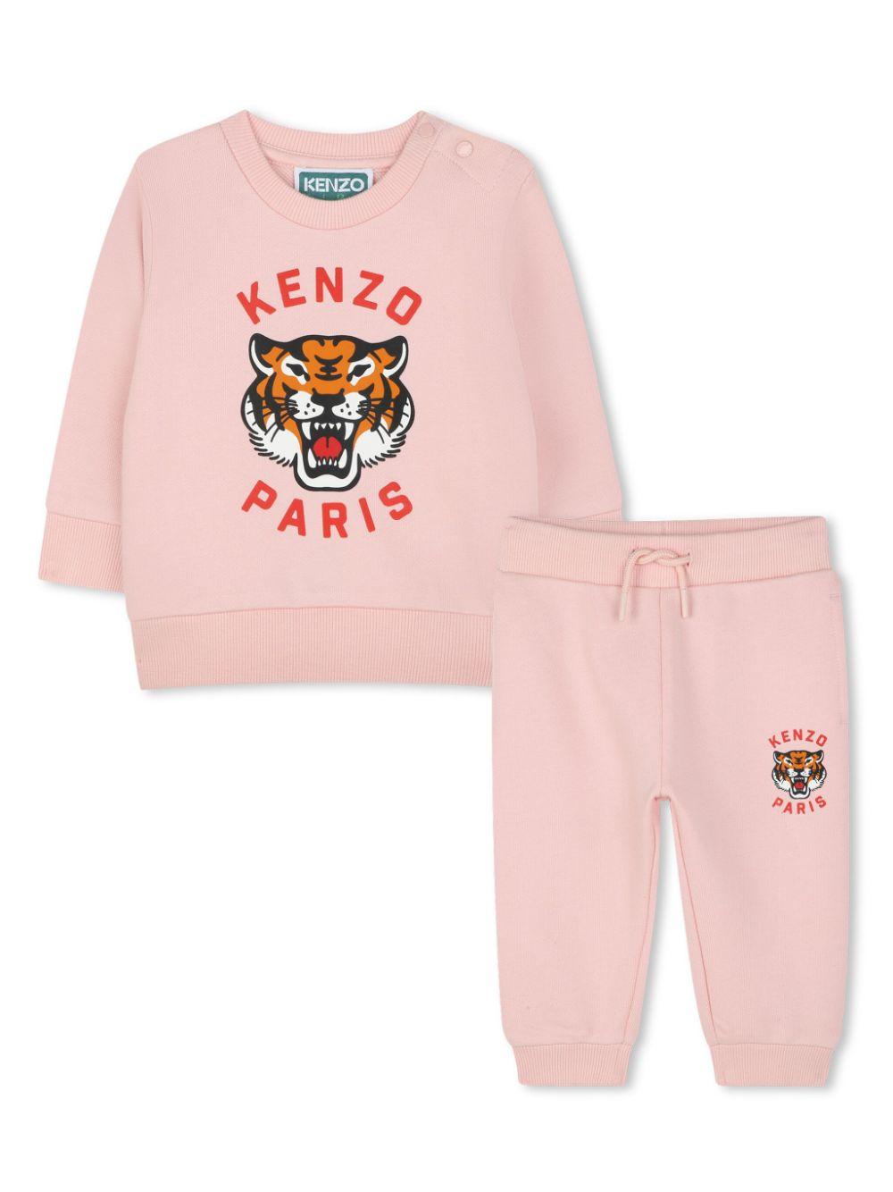 Completo rosa neonata logo tiger (2pz)