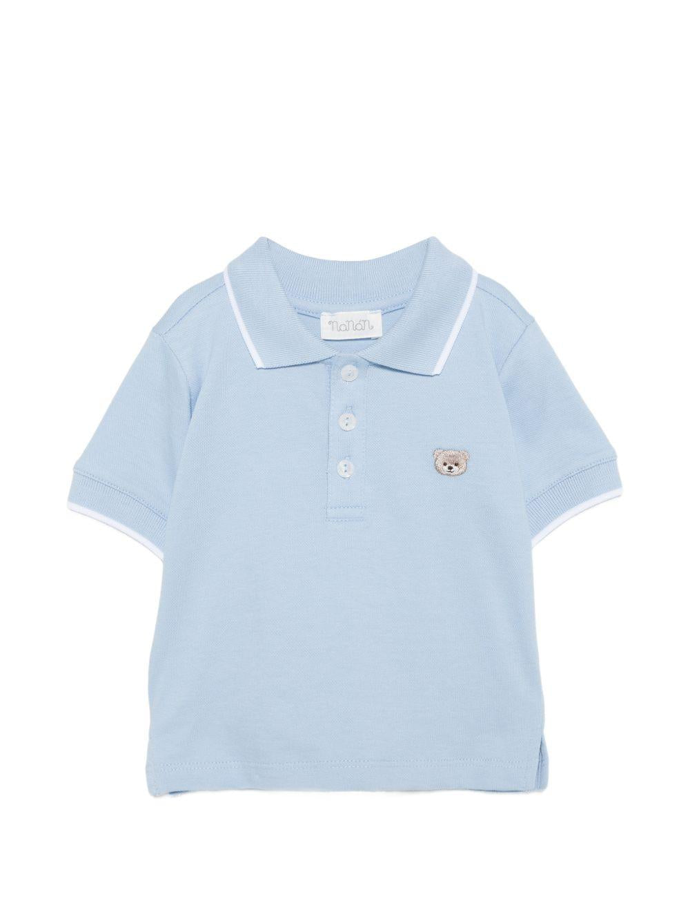 Polo in cotone con colletto a contrasto E26175 AZZURRO NANAN KIDS 