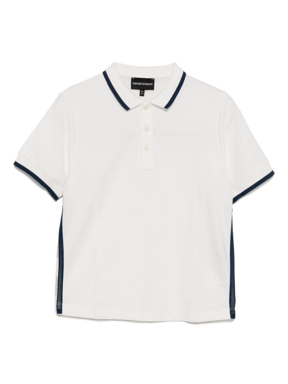 Polo bianca con orli a contrasto blu EB000155AF10497 M0015 EMPORIO ARMANI KIDS 